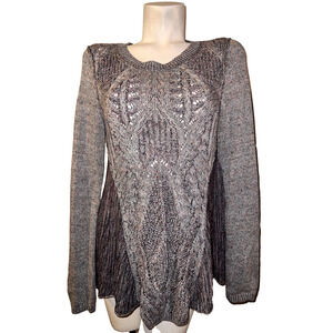 Anthropologie MOTH Sweater Size S Anita Cable Knit Rear Zip LS Pullover Swing